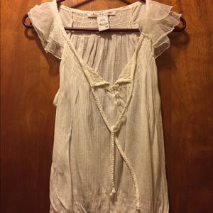 Ruffled sleeve button up cotton top